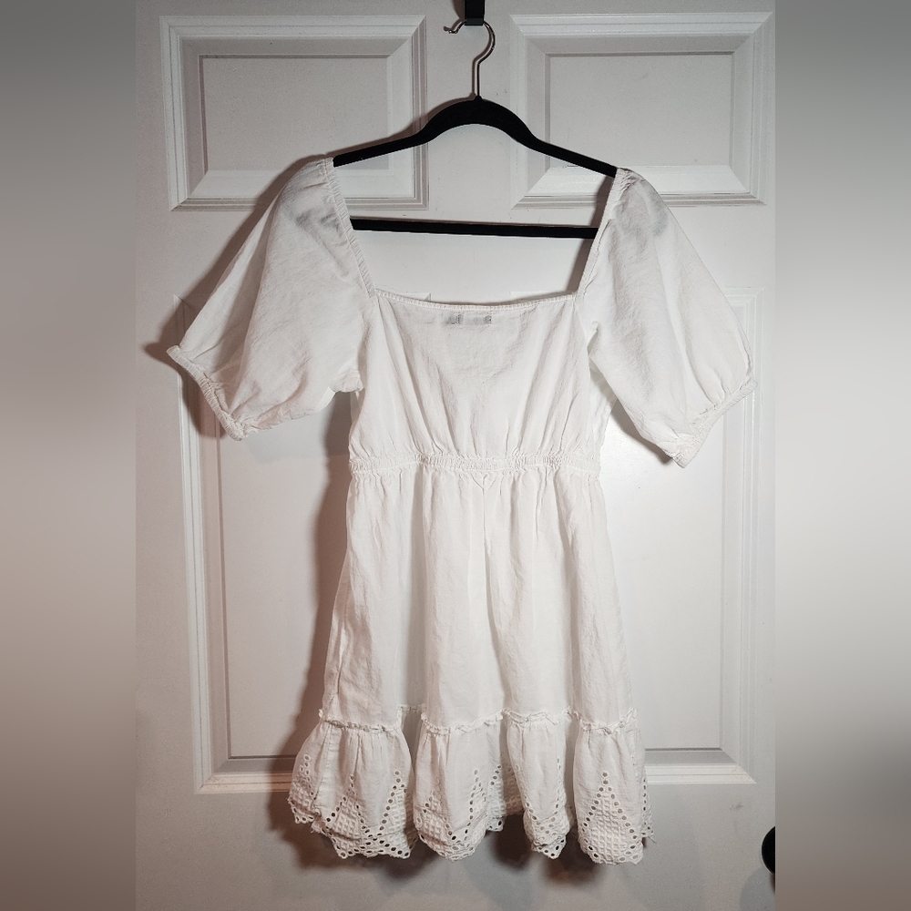 Boohoo White Eyelet Mini Dress Women US 10 - Picture 6 of 6